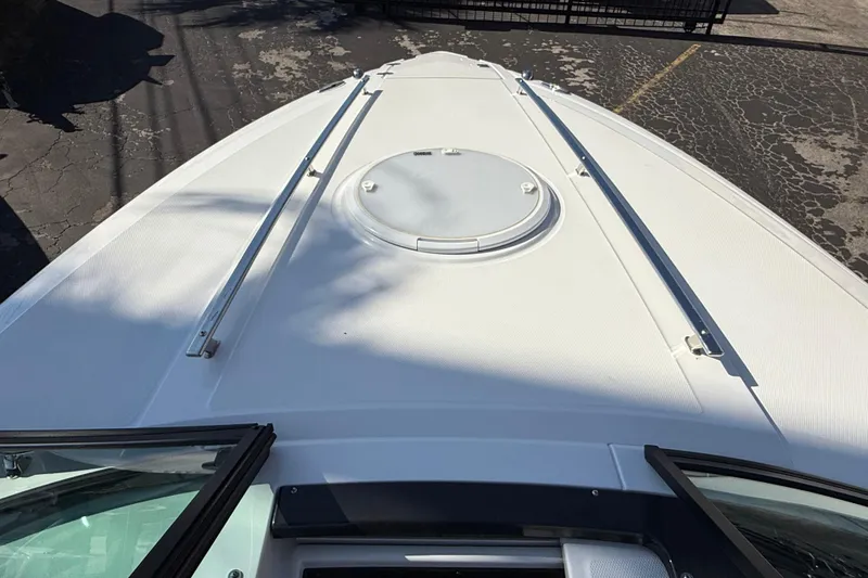 Slide: The Image of 2018 Monterey 278 SSC boat deck with hatch, viewed from above. - 8
