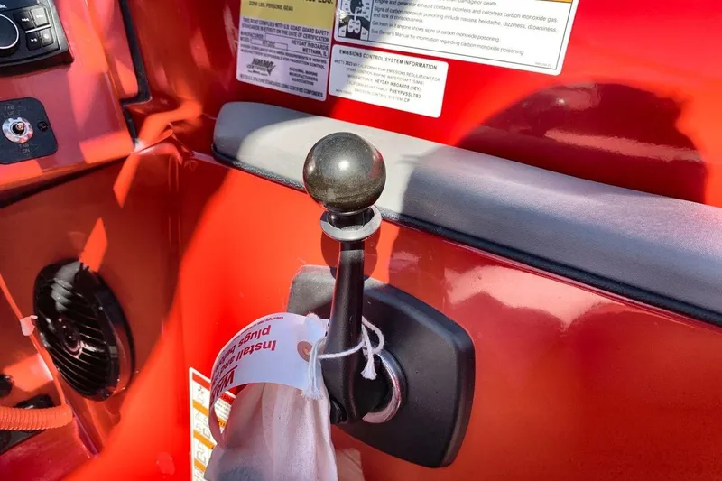 Slide: The Image of Red interior of 2023 Heyday WT-2DC boat with gear shift lever. - 26