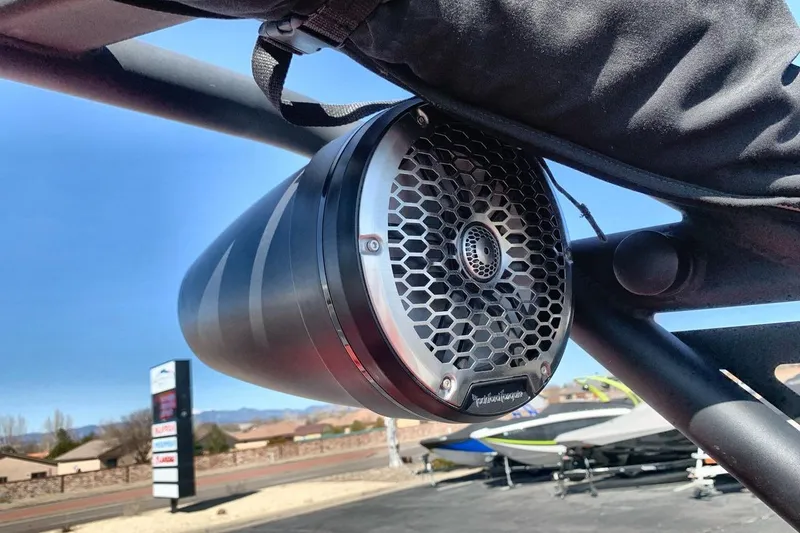 Slide: The Image of Close-up of a Rockford Fosgate speaker on a 2023 Heyday WT-2DC boat. - 31