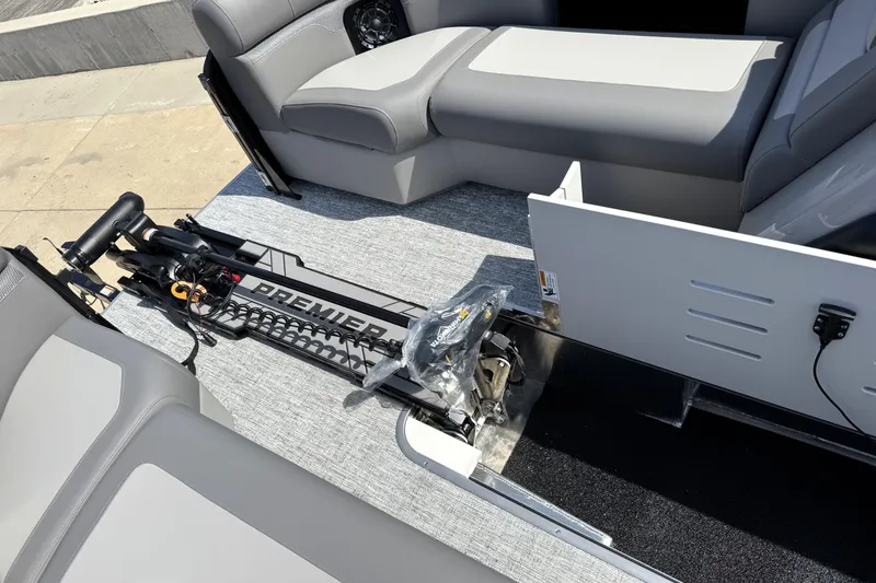 Slide: The Image of Premier 230 Sunsation Angler 2pt boat interior with storage compartment, 2026 model. - 16