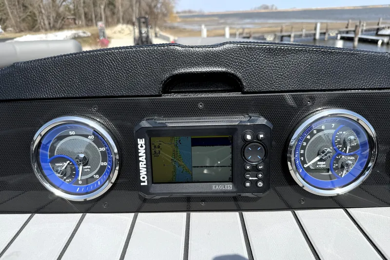 Slide: The Image of Dashboard of 2026 Premier 230 Sunsation Angler 2pt with Lowrance navigation system. - 18