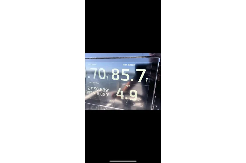 Slide: The Image of Display screen showing speed and GPS data on 2023 Statement 350 Open boat. - 23