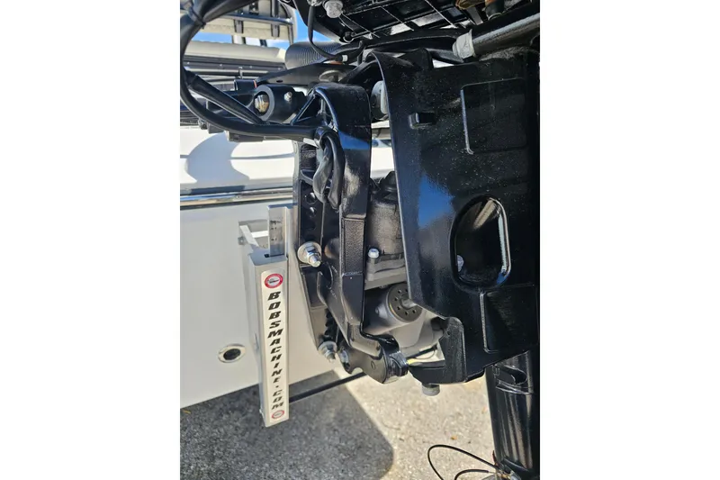 Slide: The Image of Close-up of 2025 Savannah 220 IS boat engine mount and components. - 14