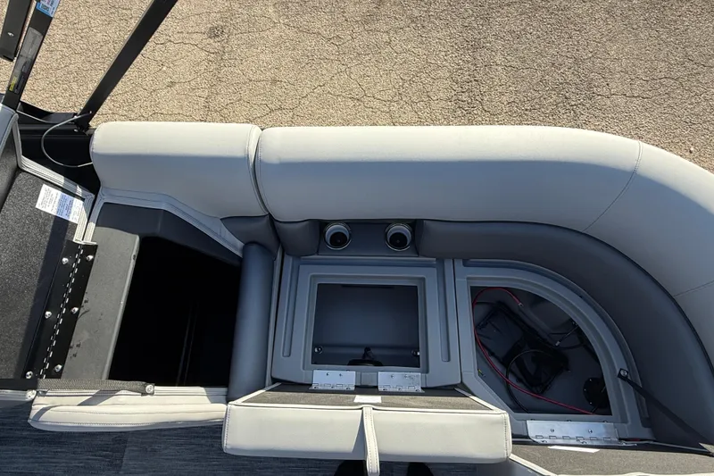 Slide: The Image of 2026 Bentley Pontoons Legacy 243 Navigator interior seating and storage compartments. - 30