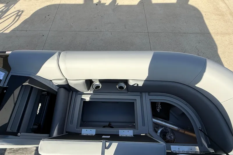 Slide: The Image of 2026 Bentley Pontoons Legacy 243 Navigator interior seating and storage compartments. - 32