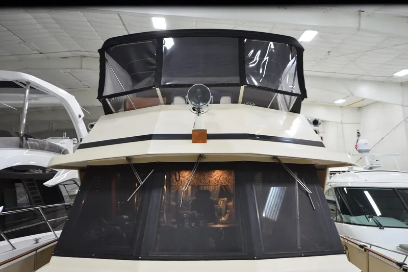 Slide: The Image of 1990 Jefferson 52 Marquessa ED yacht in indoor storage, front view. - 60