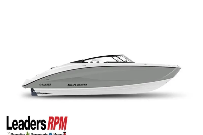 The Image of 2026 Yamaha Boats SX250, sleek design, side view, Leaders RPM logo. - 1