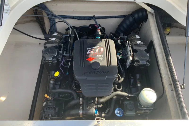 Slide: The Image of Engine compartment of a 2007 Bryant 206 boat with a Mercury 5.0 MPI engine. - 10