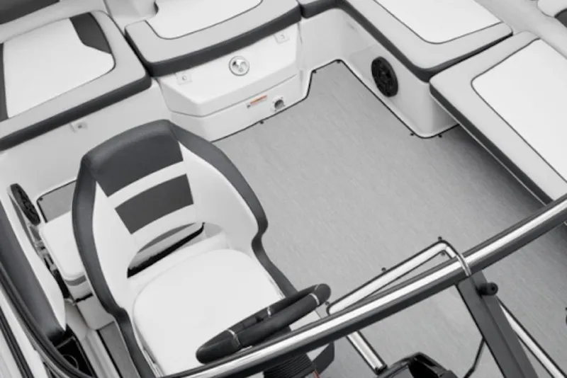 Slide: The Image of 2026 Yamaha Boats SX195 interior with sleek seating and modern design. - 3