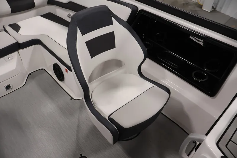 Slide: The Image of 2026 Yamaha Boats SX195 interior with sleek seating and modern design. - 38