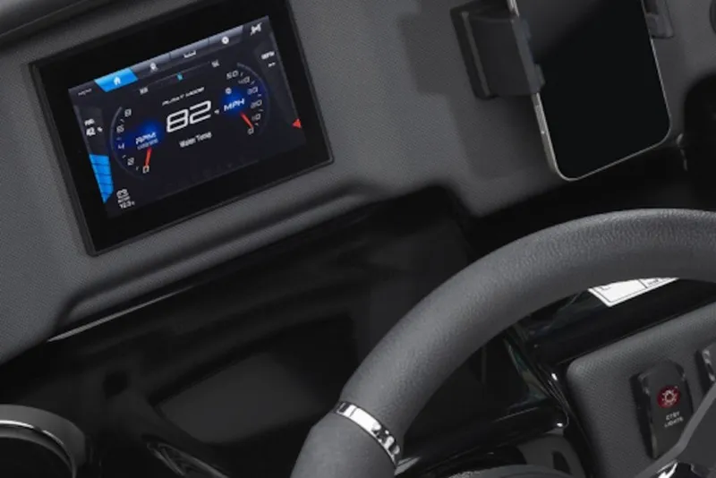 Slide: The Image of Dashboard of 2026 Yamaha Boats SX195 showing speedometer and steering wheel. - 6