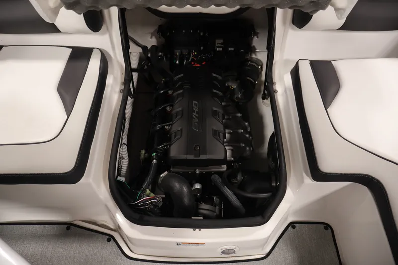 Slide: The Image of Engine compartment of 2026 Yamaha Boats SX195, showcasing sleek design and advanced engineering. - 43