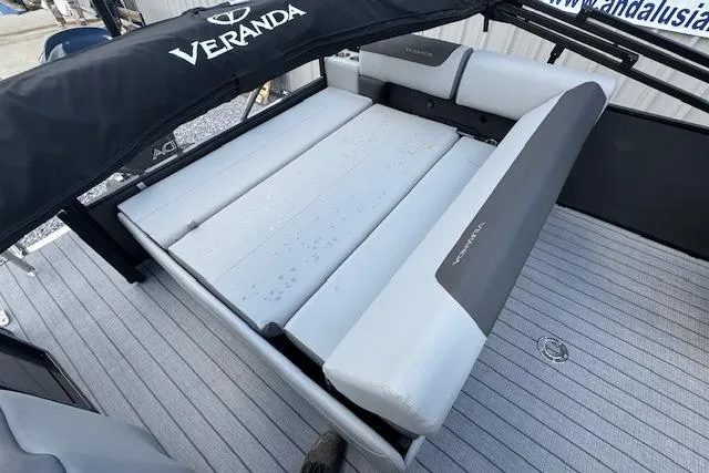 Slide: The Image of 2026 Veranda Relax VR22VLC boat interior with cushioned seating and sleek design. - 7