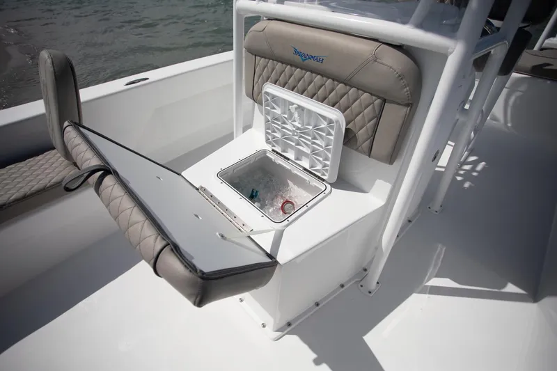 Slide: The Image of Manufacturer Provided Image: Savannah SS21 2025 boat with open storage and seating. - 10
