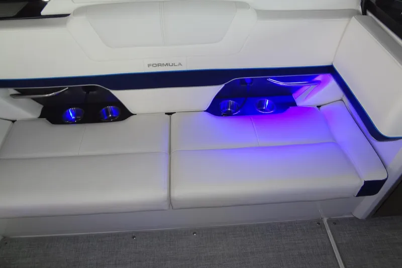 Slide: The Image of 2023 Formula 380 Super Sport Crossover I/O interior with sleek countertop and ambient lighting. - 63