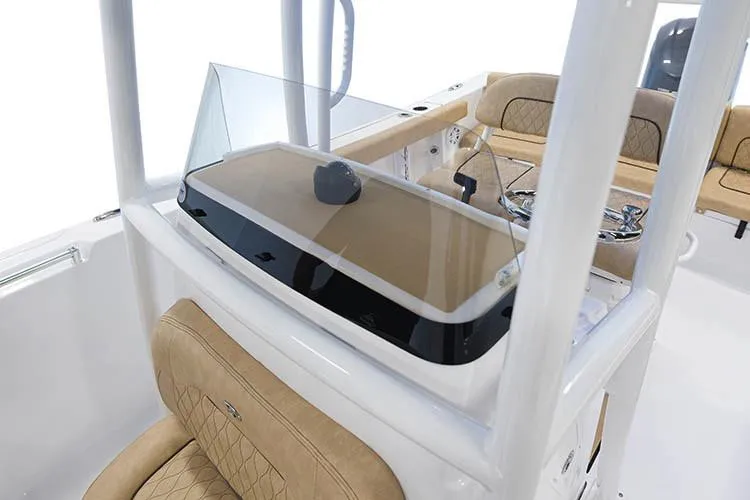 Slide: The Image of 2020 Sportsman Heritage 231 Center Console boat with tan seating and spacious deck. - 16