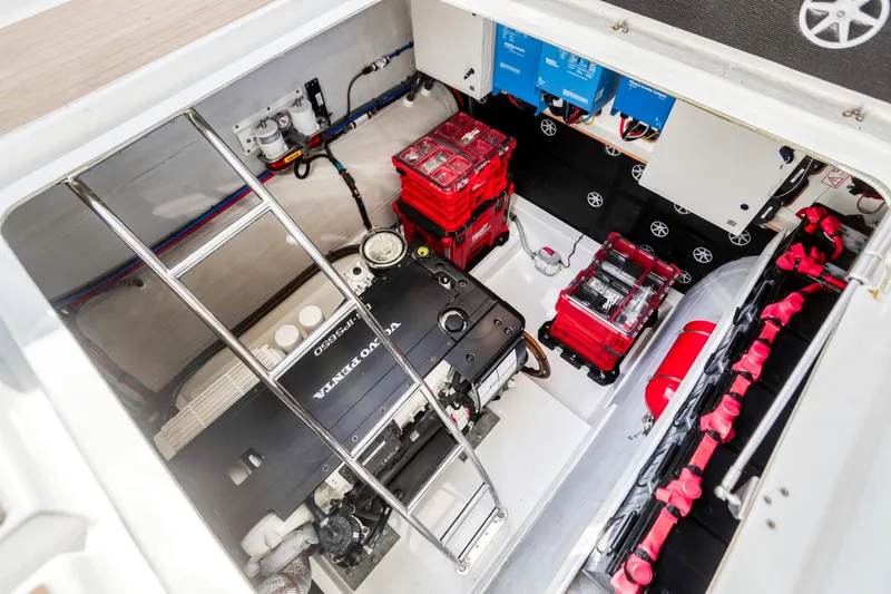 Slide: The Image of Engine room of 2022 Fountaine Pajot MY6 with Volvo Penta engine. - 49
