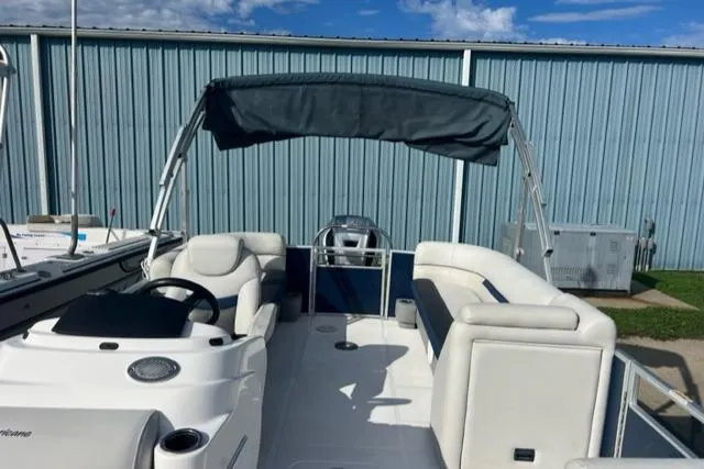 Slide: The Image of 2020 Hurricane FunDeck 236SB OB boat with seating and canopy. - 16