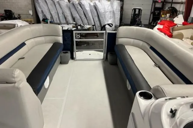 Slide: The Image of 2020 Hurricane FunDeck 236SB OB interior with spacious seating and modern design. - 7