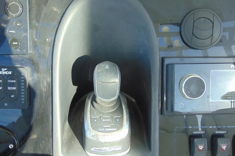 Slide: The Image of Control panel of 2019 Stamas 390 Tarpon boat with joystick and electronic controls. - 20