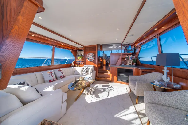 Slide: The Image of Luxurious interior of 1998 West Bay 58 Sonship Pilothouse MY yacht with elegant furnishings. - 13