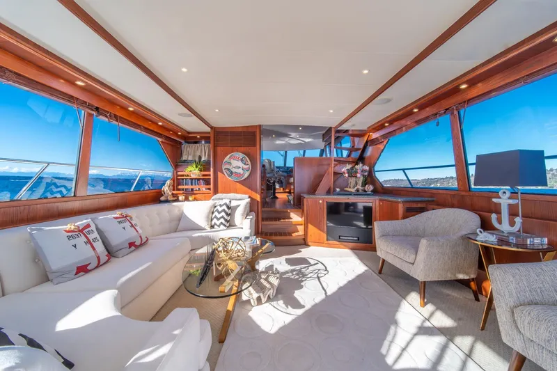 Slide: The Image of Luxurious interior of 1998 West Bay 58 Sonship Pilothouse MY yacht with elegant furnishings. - 14
