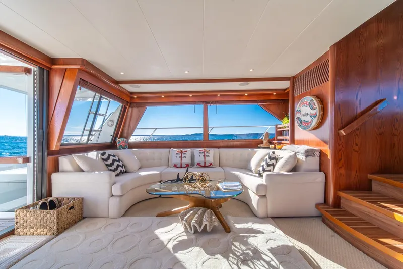 Slide: The Image of Luxurious interior of 1998 West Bay 58 Sonship Pilothouse MY yacht with ocean view. - 16