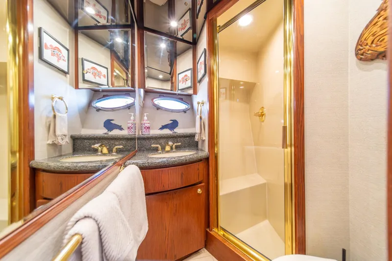 Slide: The Image of Luxurious bathroom in 1998 West Bay 58 Sonship Pilothouse MY yacht with elegant fixtures. - 35