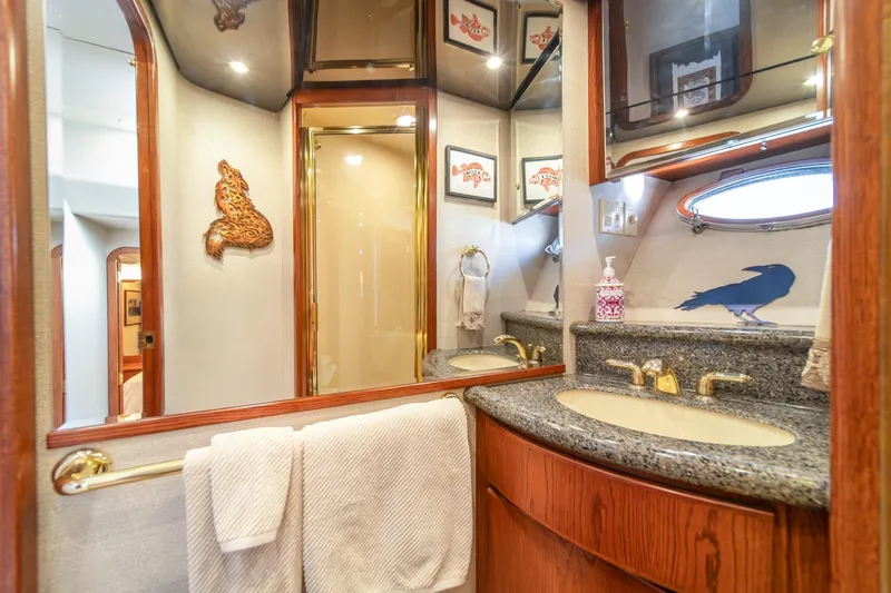 Slide: The Image of Luxurious bathroom in 1998 West Bay 58 Sonship Pilothouse MY yacht with elegant fixtures. - 36