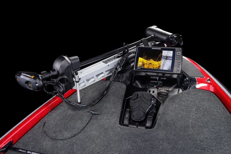 Slide: The Image of Manufacturer Provided Image: 2021 Skeeter FXR 21 boat dashboard with advanced fishfinder and trolling motor. - 10