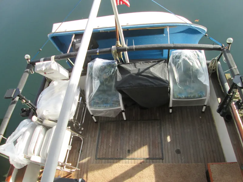 Slide: The Image of Upper deck of a 1966 Grand Banks 32 Sedan yacht. - 8