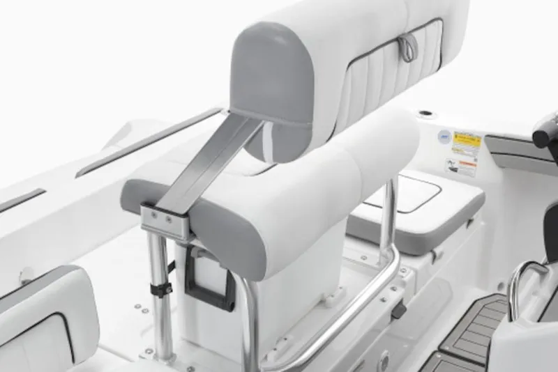 Slide: The Image of 2026 Yamaha Boats 195 FSH Sport interior seating and console detail. - 4