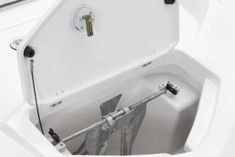 Slide: The Image of Open anchor compartment on 2026 Yamaha Boats 195 FSH Sport. - 46