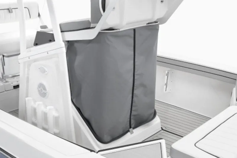 Slide: The Image of 2026 Yamaha Boats 195 FSH Sport interior with storage compartment and seating. - 39