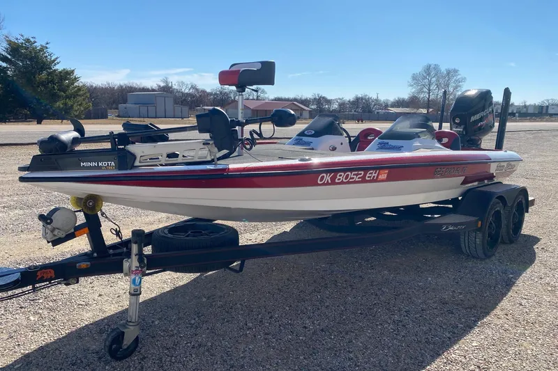 Slide: The Image of 2018 Blazer 625 Pro Elite fishing boat on trailer, equipped with Minn Kota motor. - 3