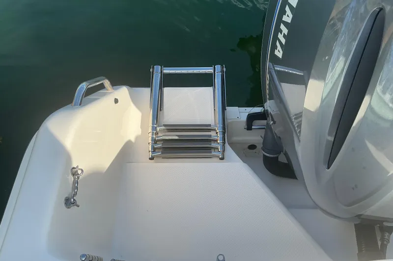 Slide: The Image of 2020 Grady-White Freedom 275 boat with stainless steel swim ladder and Yamaha engine. - 11