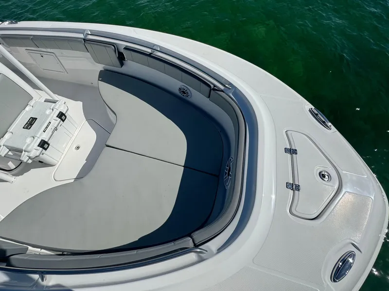 Slide: The Image of 2022 Aquasport 2500 Center Console boat interior, bow seating area. - 44
