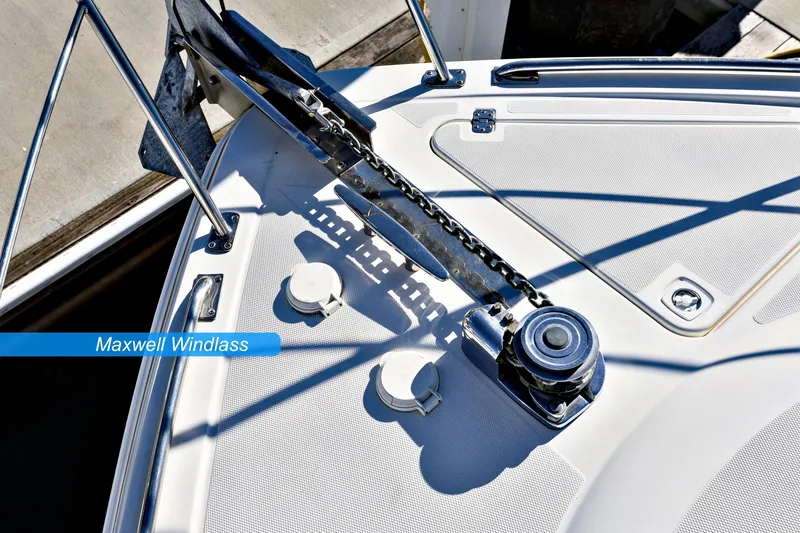 Slide: The Image of 2004 Carver 466 Motor Yacht with molded staircase to sundeck and storage locker. - 6