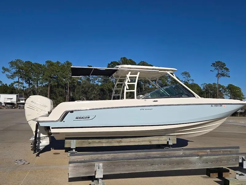 The Image of 2018 Boston Whaler 270 Vantage boat on a trailer. - 0