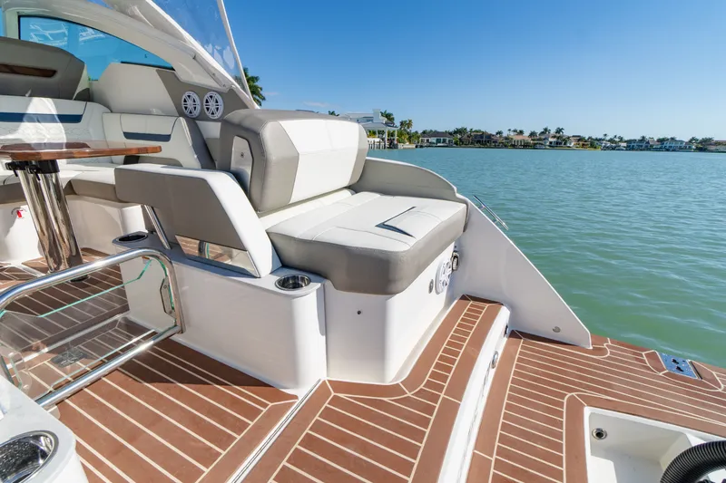 Slide: The Image of Luxurious interior of Tiara Yachts 34 LX 2023 on calm waters. - 39