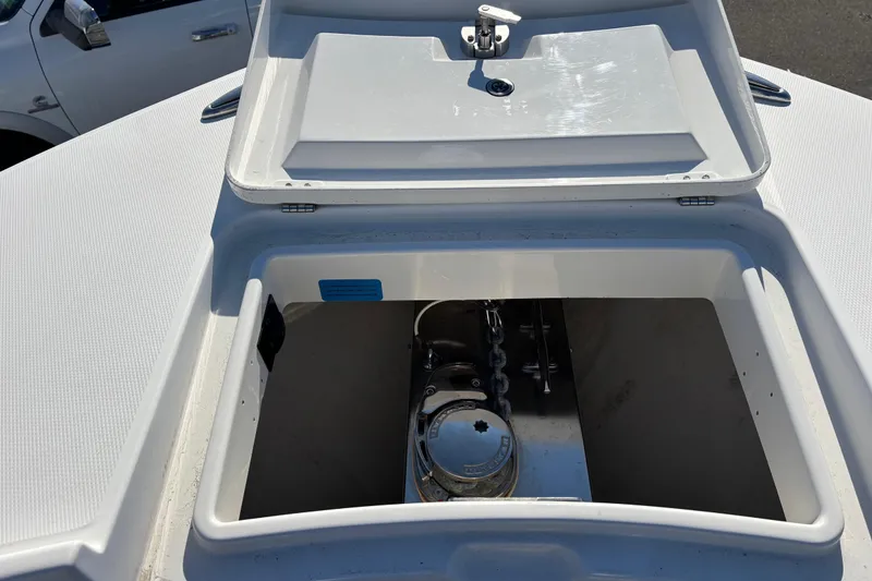 Slide: The Image of Anchor storage compartment on a 2011 Regulator 28 Forward Seating boat. - 35