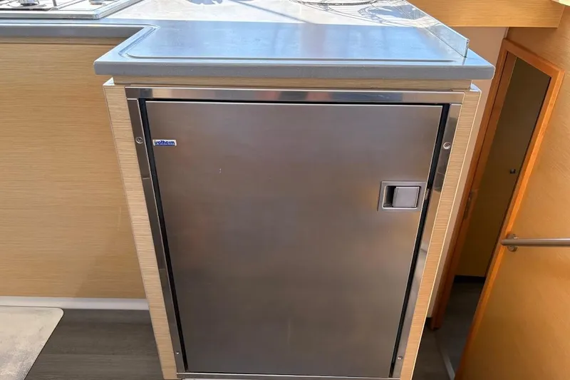 Slide: The Image of Stainless steel fridge in 2015 Fountaine Pajot SABA 50 yacht kitchen. - 7