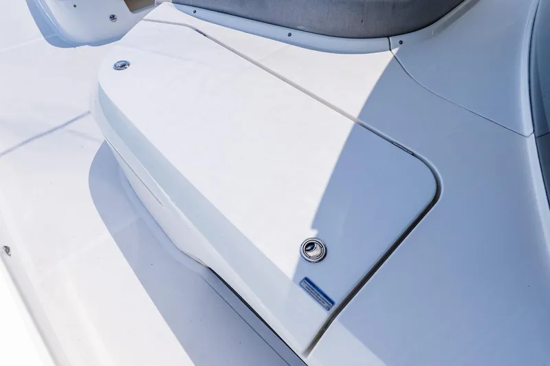 Slide: The Image of 2022 Absolute 64 Navetta yacht deck detail with sleek white finish. - 30