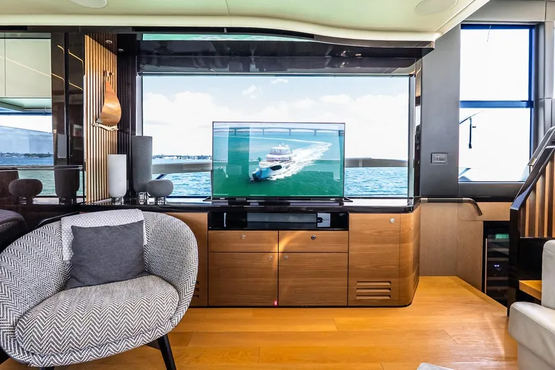 Slide: The Image of Luxurious interior of 2022 Absolute 64 Navetta yacht with modern furnishings and sea view. - 74