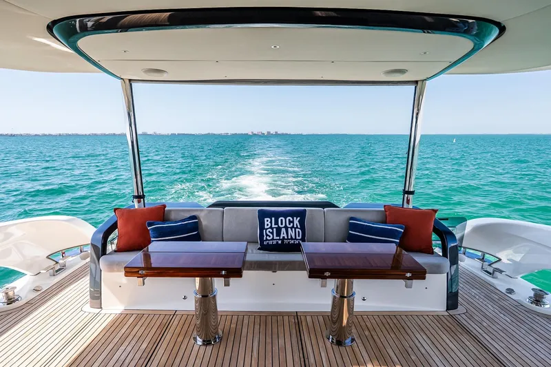 Slide: The Image of Luxury yacht Absolute 64 Navetta 2022, featuring elegant deck seating with ocean view. - 59