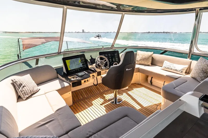 Slide: The Image of Luxurious interior of 2022 Absolute 64 Navetta yacht with panoramic ocean views. - 49