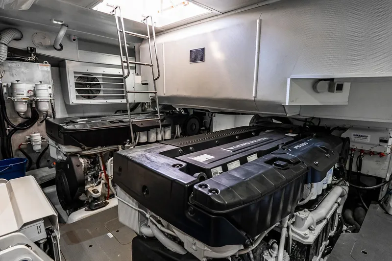 Slide: The Image of Engine room of 2022 Absolute 64 Navetta yacht with advanced machinery and equipment. - 107