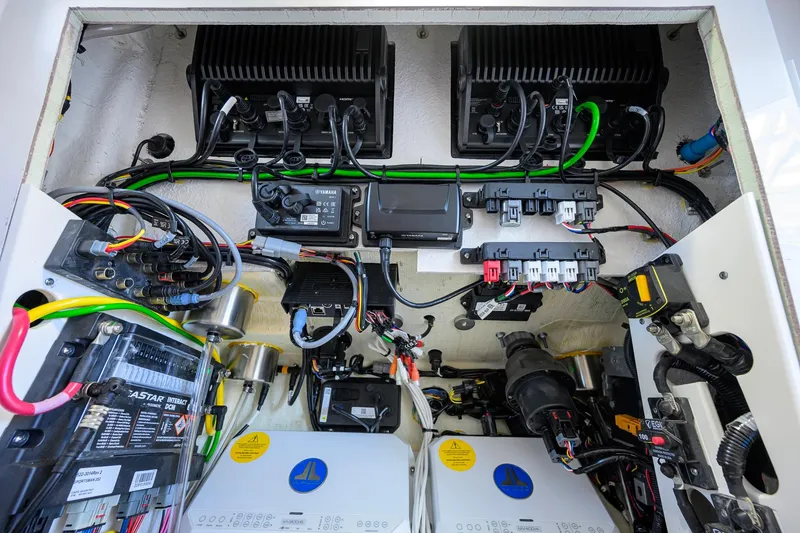 Slide: The Image of Electrical system of 2026 Sportsman Open 252 Center Console boat, showcasing wiring and components. - 47