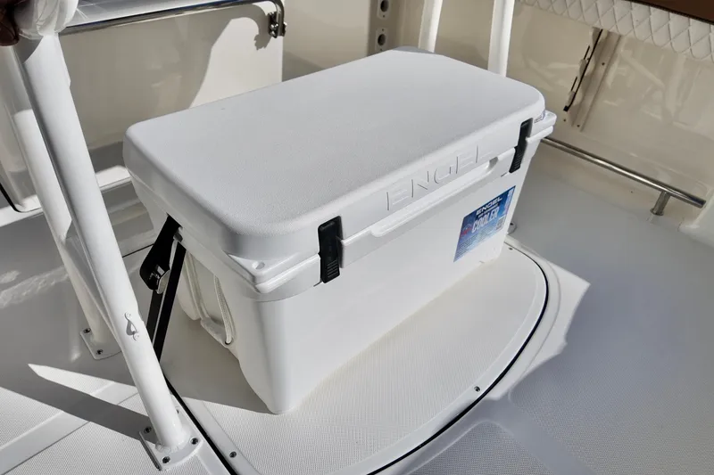 Slide: The Image of White cooler on 2026 Pioneer 202 Islander boat deck. - 10