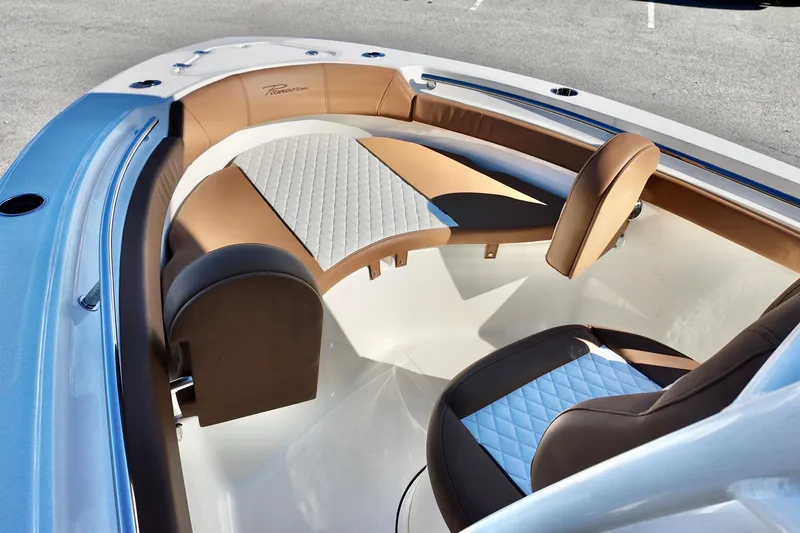 Slide: The Image of 2026 Pioneer 202 Islander boat interior with stylish seating and modern design. - 16